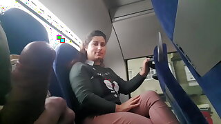 Exhibitionist seduces Milf close to Suck & Jerk his Dick in Bus